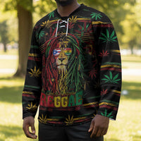 Personalized Puerto Rico One Love Reggae Lion Hockey Jersey Caribbean Reggae Spirit