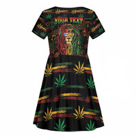 Personalized Puerto Rico One Love Reggae Lion Kid Short Sleeve Dress Caribbean Reggae Spirit