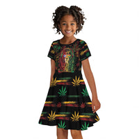 Personalized Puerto Rico One Love Reggae Lion Kid Short Sleeve Dress Caribbean Reggae Spirit