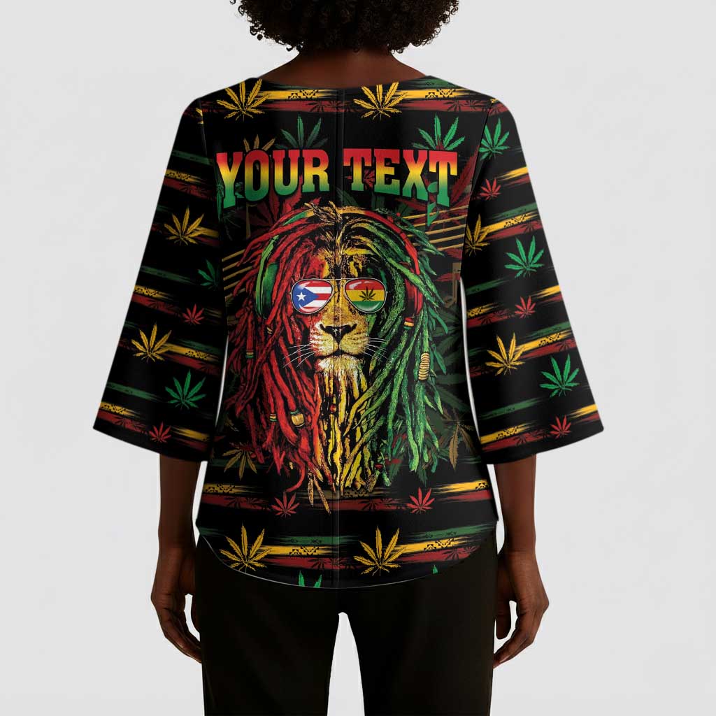 Personalized Puerto Rico One Love Reggae Lion Kimono Sleeve Blouse Caribbean Reggae Spirit