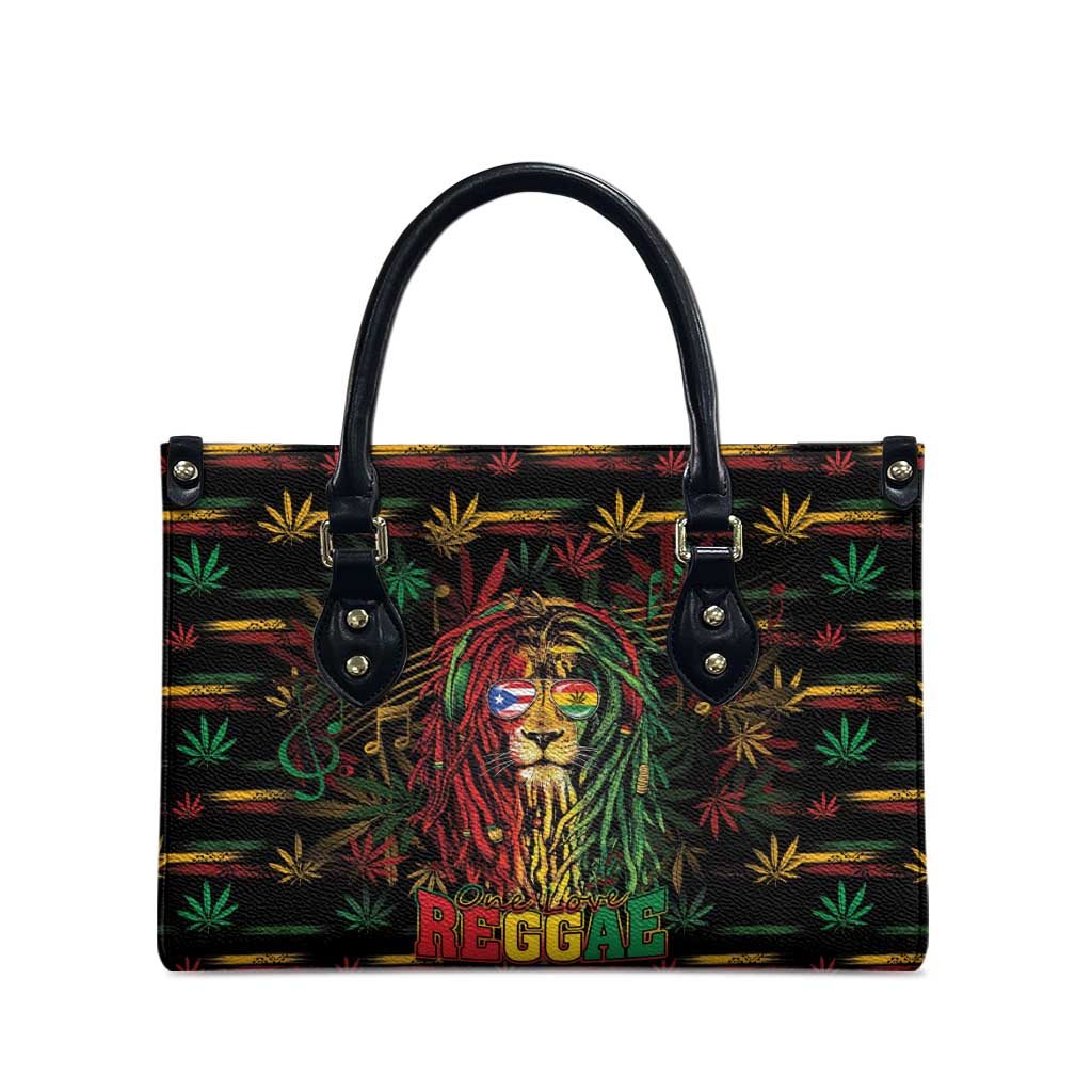 Puerto Rico One Love Reggae Lion Leather Bag Caribbean Reggae Spirit