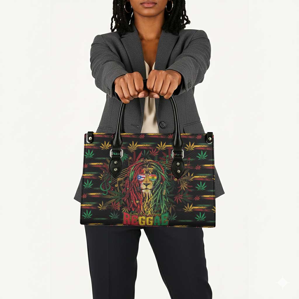 Puerto Rico One Love Reggae Lion Leather Bag Caribbean Reggae Spirit