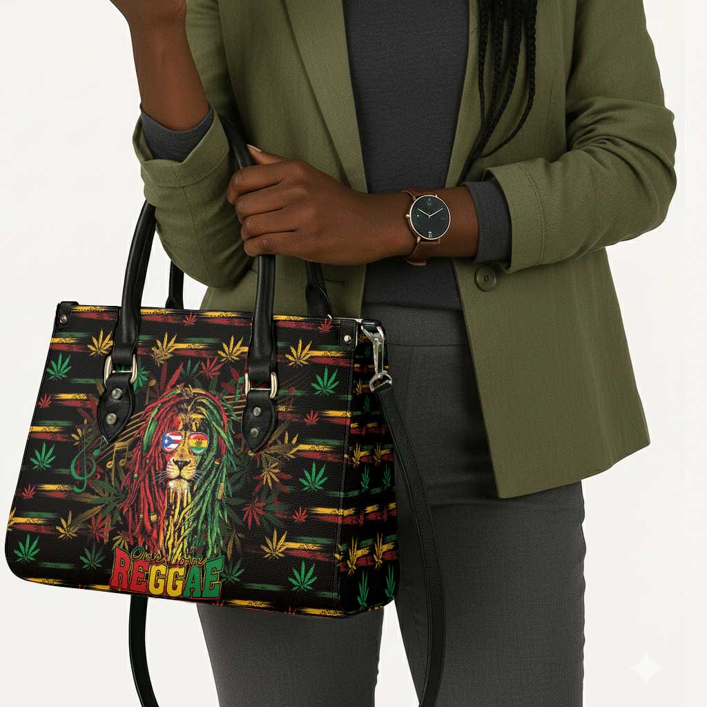 Puerto Rico One Love Reggae Lion Leather Bag Caribbean Reggae Spirit