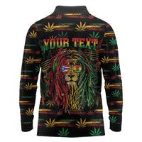 Personalized Puerto Rico One Love Reggae Lion Long Sleeve Polo Shirt Caribbean Reggae Spirit