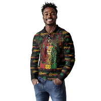Personalized Puerto Rico One Love Reggae Lion Long Sleeve Polo Shirt Caribbean Reggae Spirit