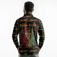 Personalized Puerto Rico One Love Reggae Lion Long Sleeve Polo Shirt Caribbean Reggae Spirit