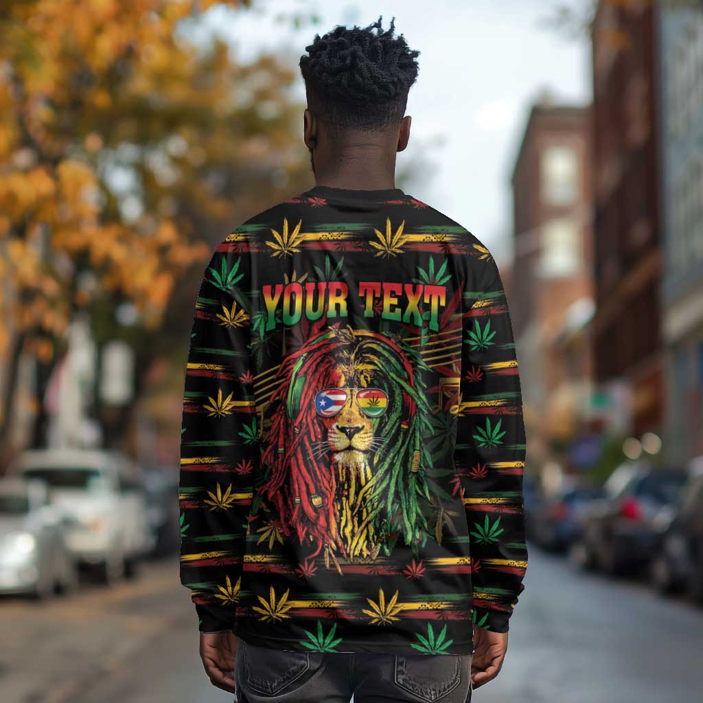 Personalized Puerto Rico One Love Reggae Lion Long Sleeve Shirt Caribbean Reggae Spirit
