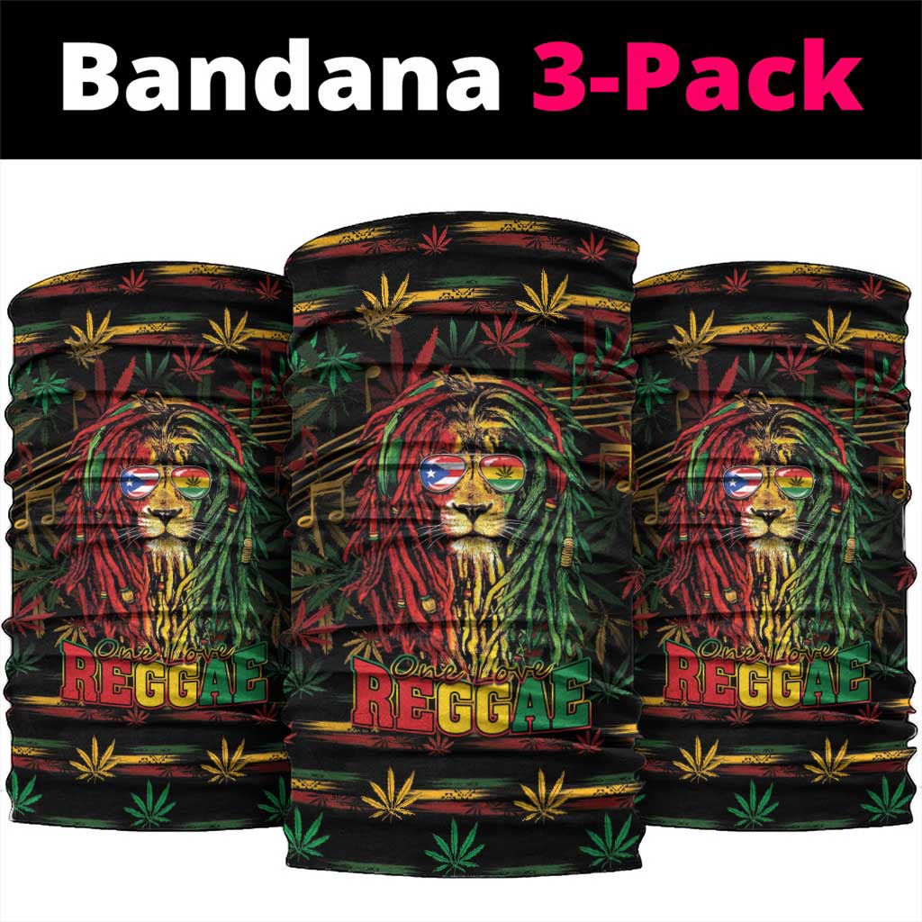 Puerto Rico One Love Reggae Lion Neck Gaiter Caribbean Reggae Spirit