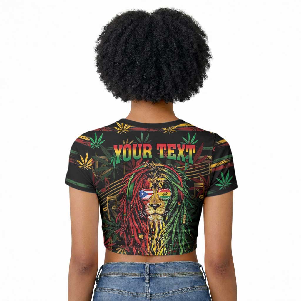 Personalized Puerto Rico One Love Reggae Lion Raglan Cropped T shirt Caribbean Reggae Spirit