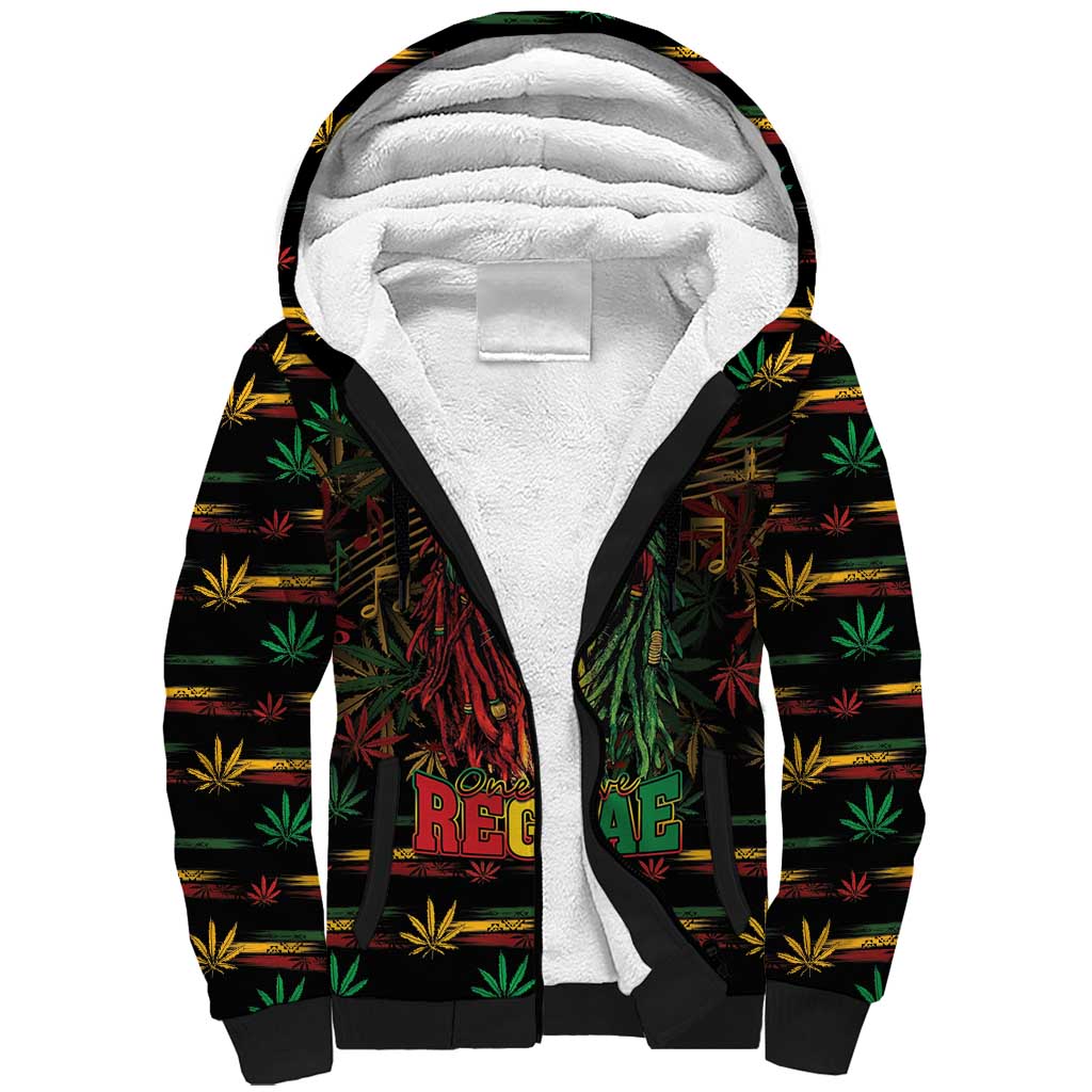Personalized Puerto Rico One Love Reggae Lion Sherpa Hoodie Caribbean Reggae Spirit