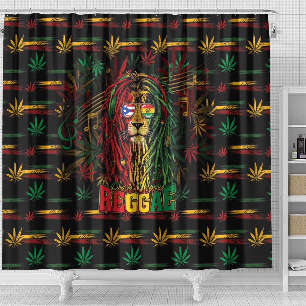 Puerto Rico One Love Reggae Lion Shower Curtain Caribbean Reggae Spirit