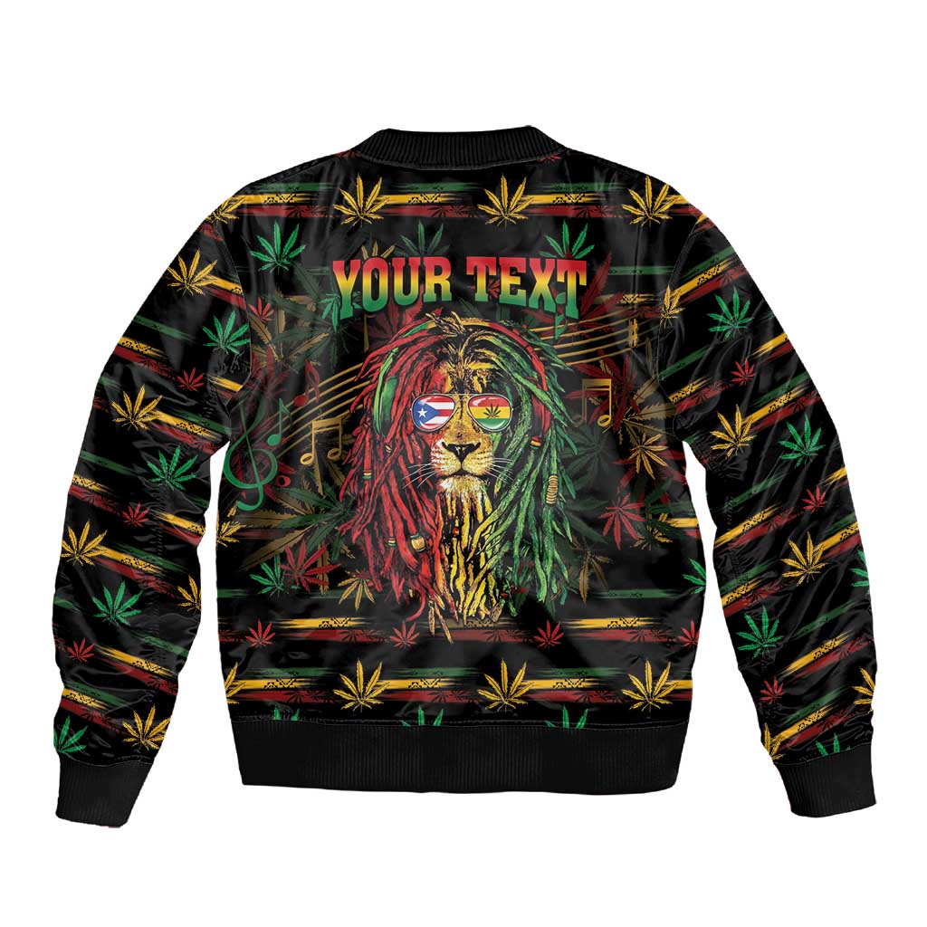 Personalized Puerto Rico One Love Reggae Lion Sleeve Zip Bomber Jacket Caribbean Reggae Spirit