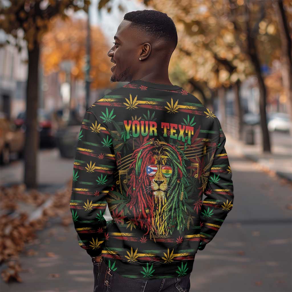 Personalized Puerto Rico One Love Reggae Lion Sweatshirt Caribbean Reggae Spirit