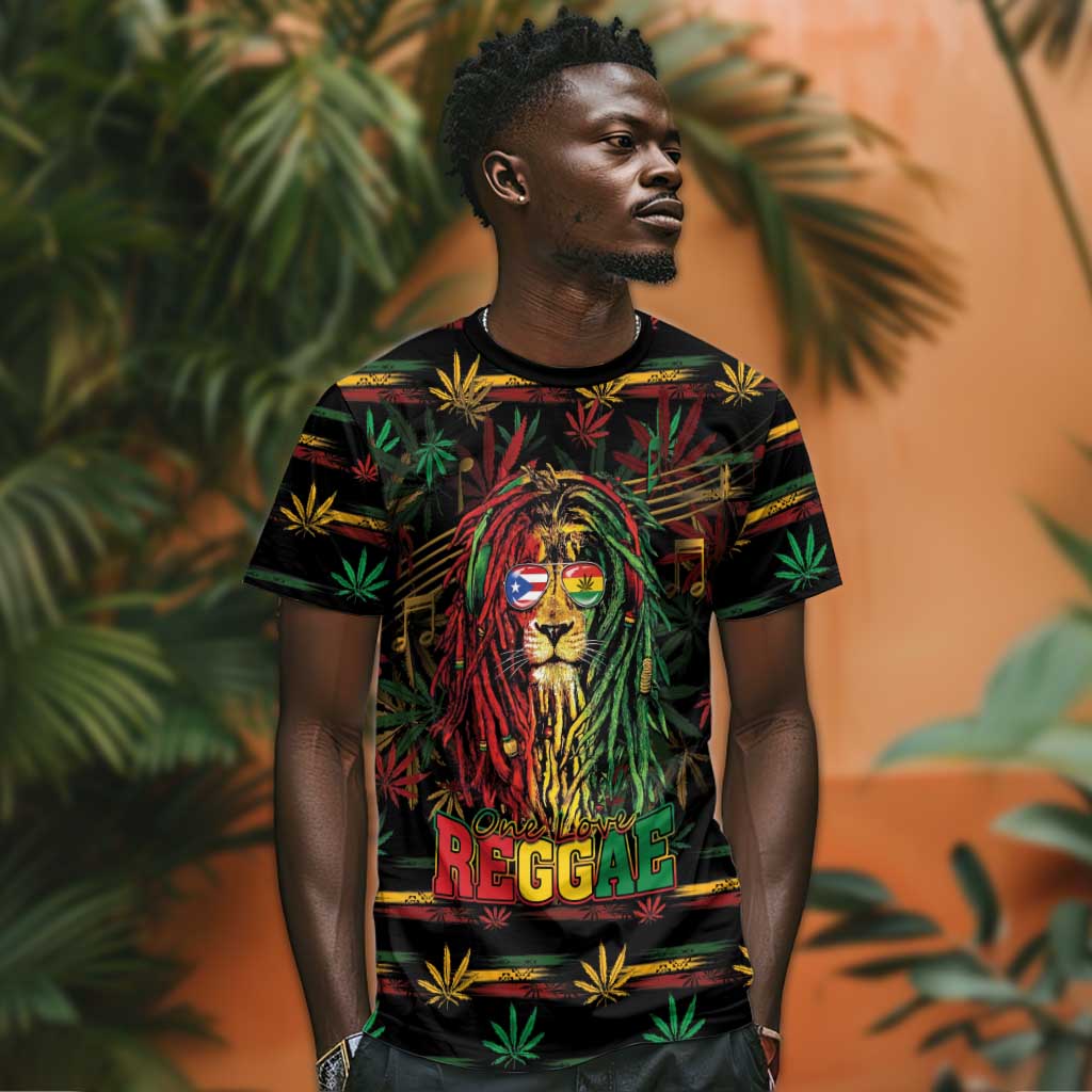 Personalized Puerto Rico One Love Reggae Lion T shirt Caribbean Reggae Spirit