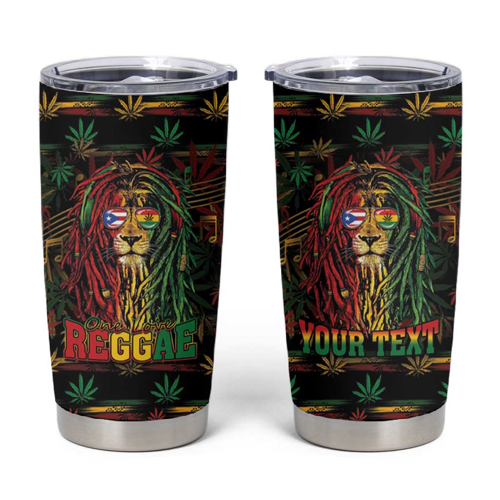 Personalized Puerto Rico One Love Reggae Lion Tumbler Cup Caribbean Reggae Spirit