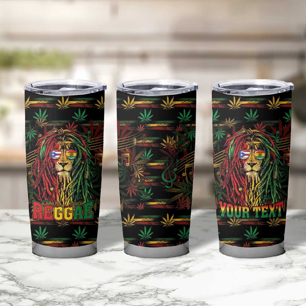 Personalized Puerto Rico One Love Reggae Lion Tumbler Cup Caribbean Reggae Spirit