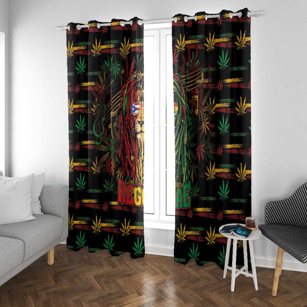 Puerto Rico One Love Reggae Lion Window Curtain Caribbean Reggae Spirit