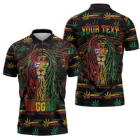 Personalized Puerto Rico One Love Reggae Lion Zipper Polo Shirt Caribbean Reggae Spirit