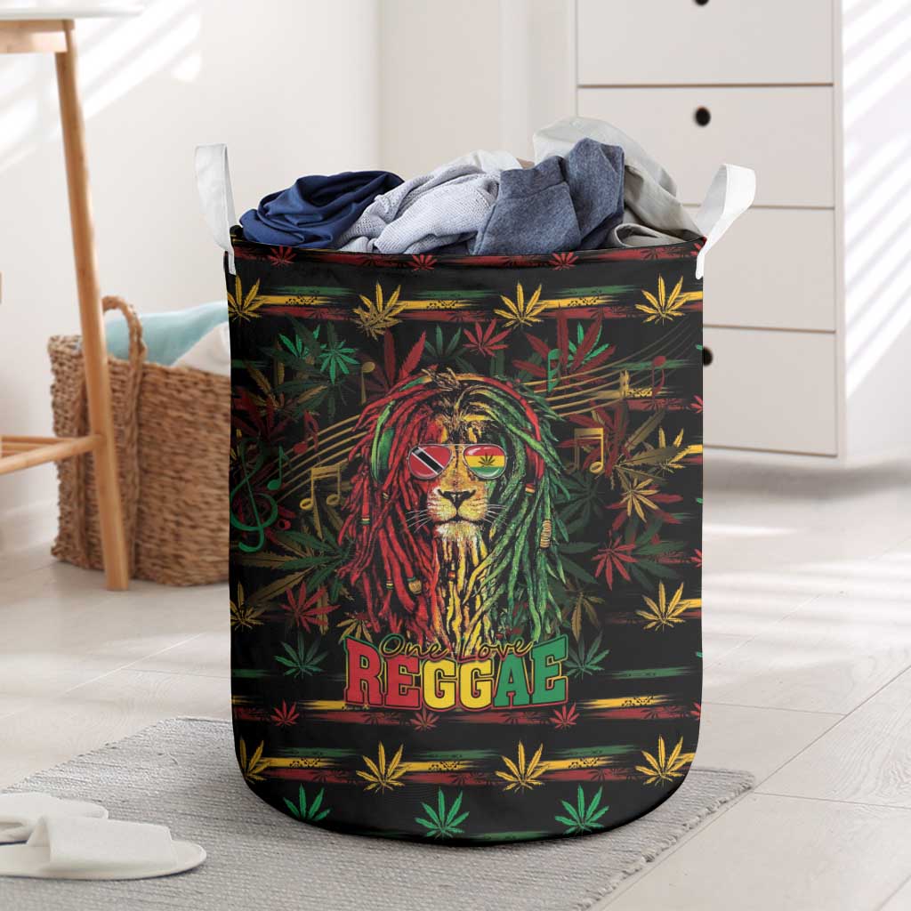 Trinidad and Tobago One Love Reggae Lion Laundry Basket Caribbean Reggae Spirit
