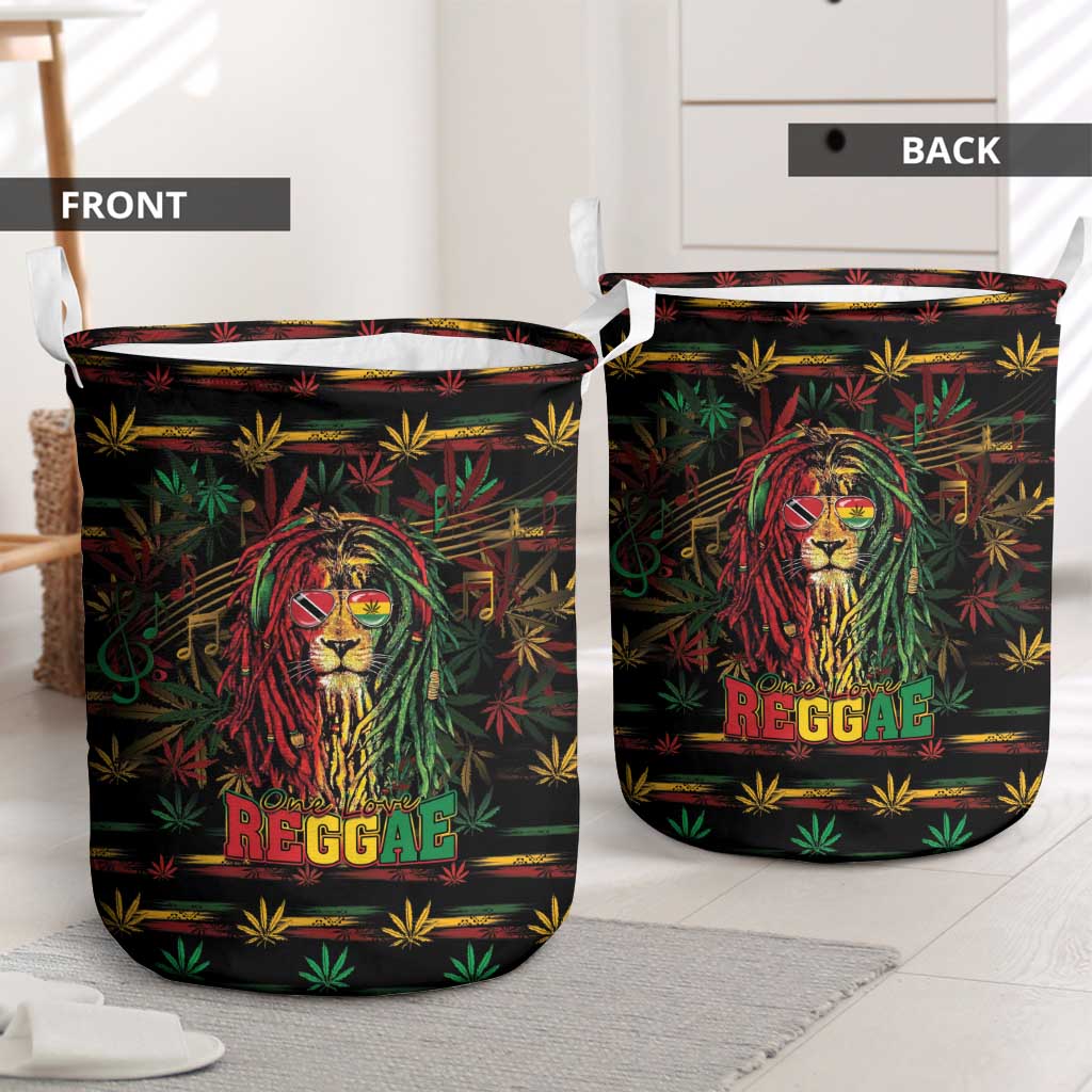Trinidad and Tobago One Love Reggae Lion Laundry Basket Caribbean Reggae Spirit