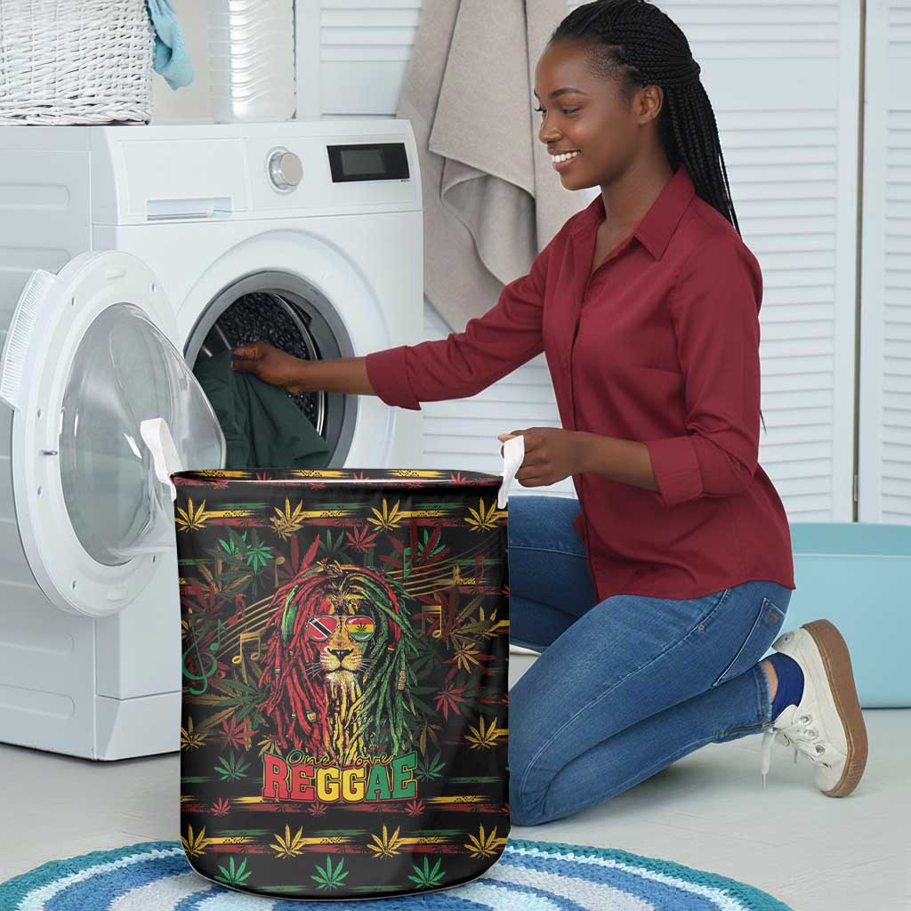 Trinidad and Tobago One Love Reggae Lion Laundry Basket Caribbean Reggae Spirit