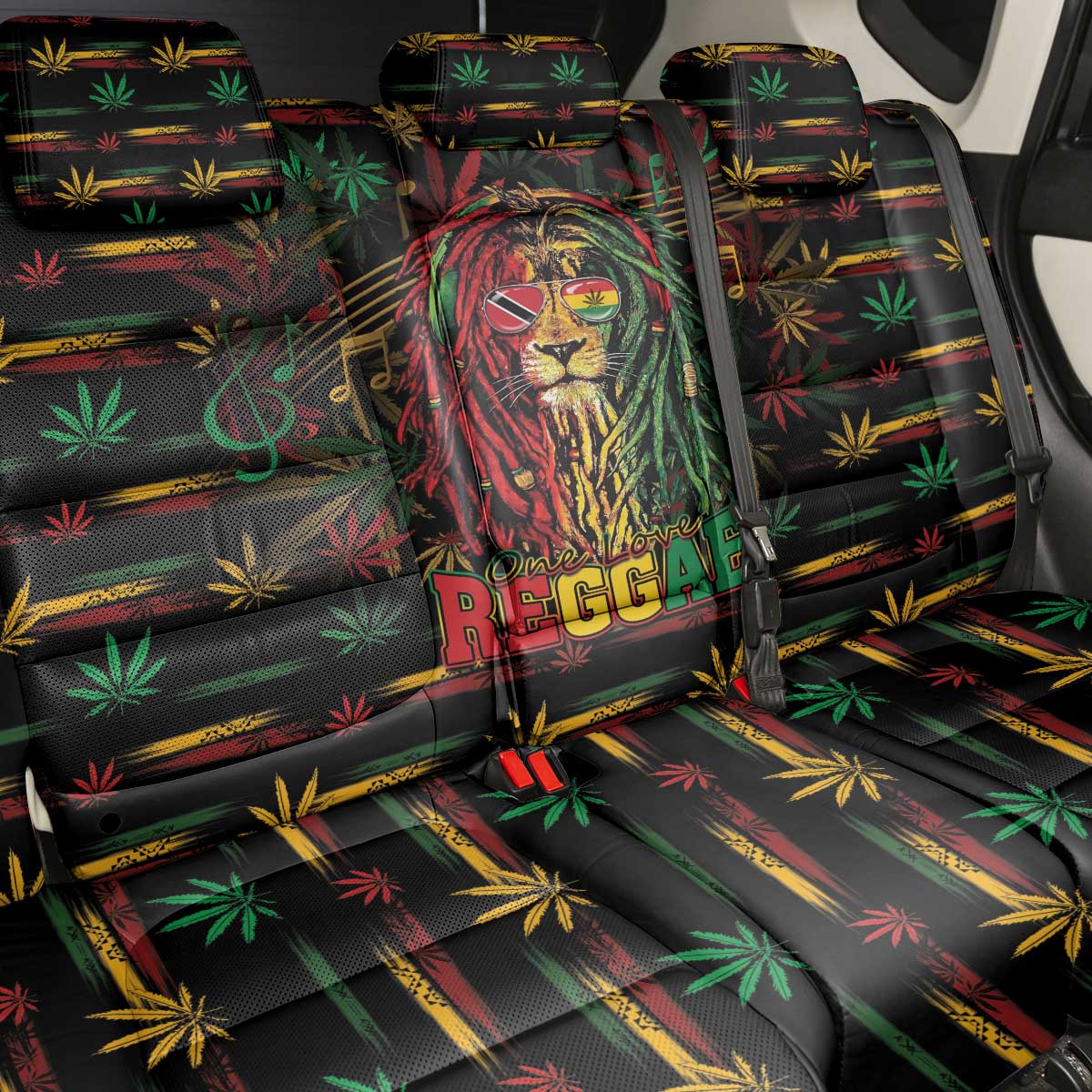Trinidad and Tobago One Love Reggae Lion Back Car Seat Cover Caribbean Reggae Spirit