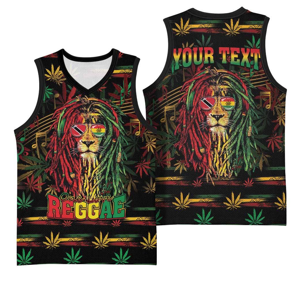 Personalized Trinidad and Tobago One Love Reggae Lion Basketball Jersey Caribbean Reggae Spirit