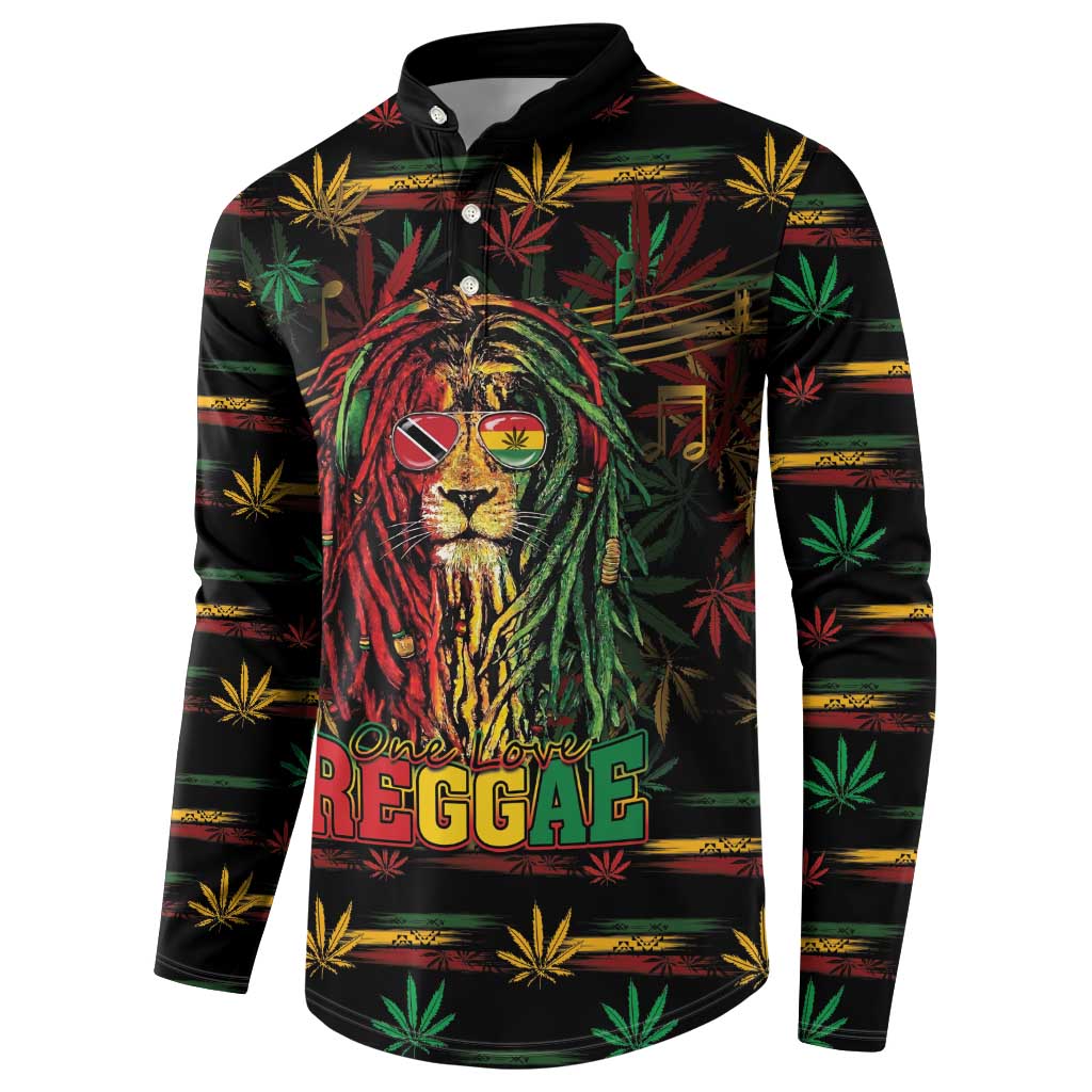 Personalized Trinidad and Tobago One Love Reggae Lion Button Sweatshirt Caribbean Reggae Spirit