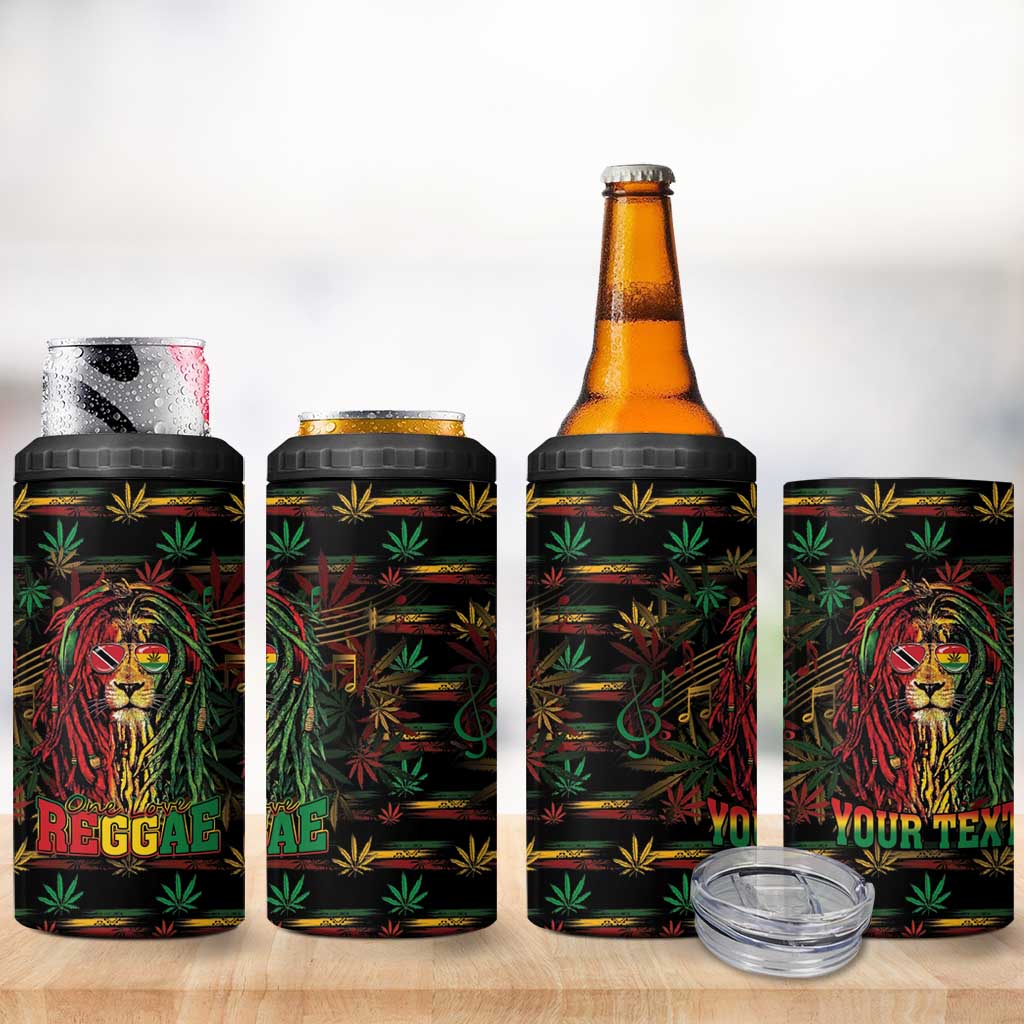 Personalized Trinidad and Tobago One Love Reggae Lion 4 in 1 Can Cooler Tumbler Caribbean Reggae Spirit