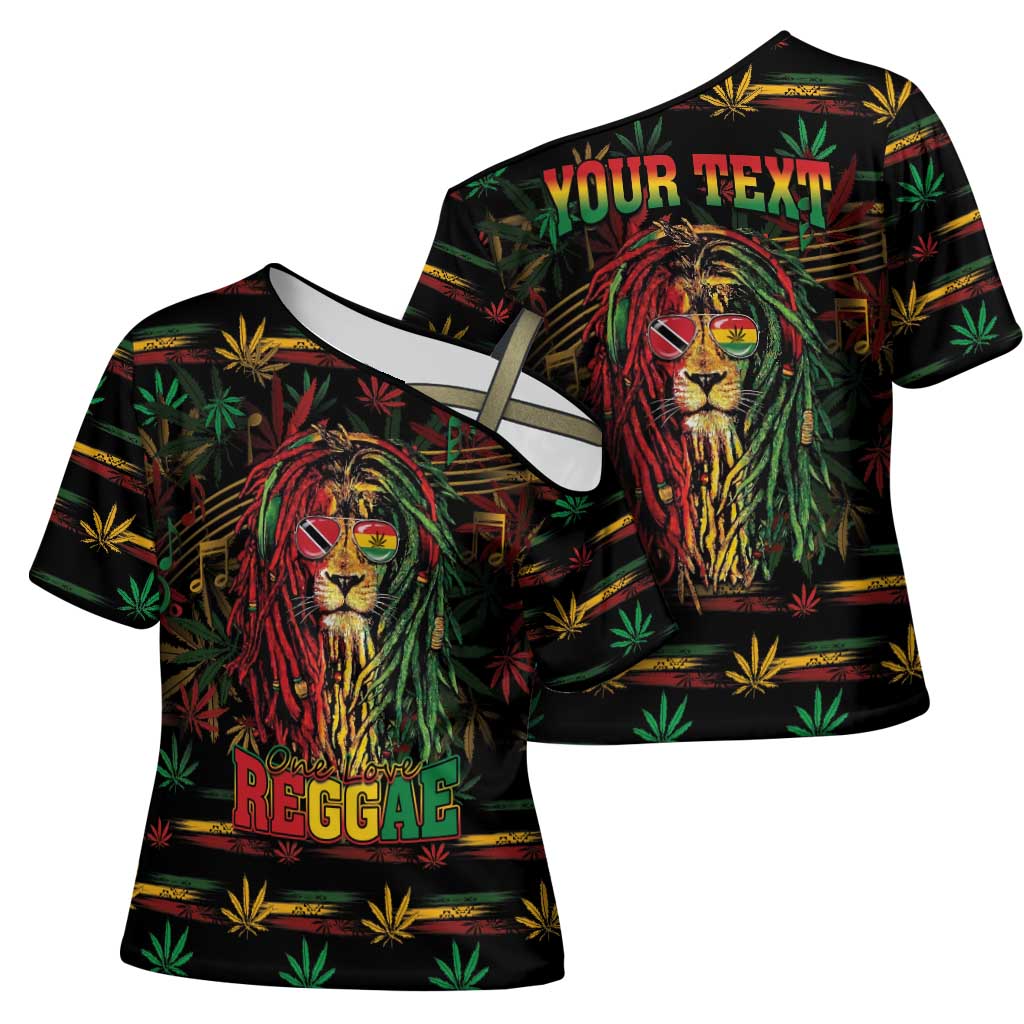 Personalized Trinidad and Tobago One Love Reggae Lion Cross Shoulder Shirt Caribbean Reggae Spirit