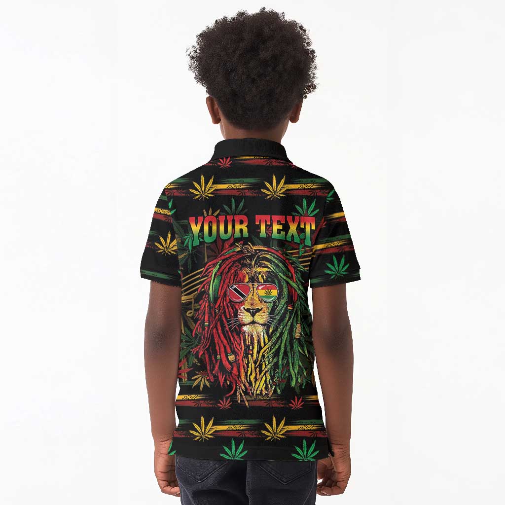 Personalized Trinidad and Tobago One Love Reggae Lion Kid Polo Shirt Caribbean Reggae Spirit