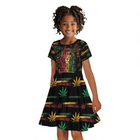 Personalized Trinidad and Tobago One Love Reggae Lion Kid Short Sleeve Dress Caribbean Reggae Spirit