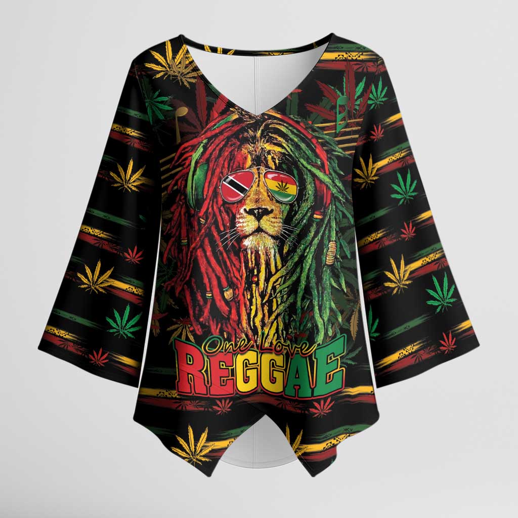 Personalized Trinidad and Tobago One Love Reggae Lion Kimono Sleeve Blouse Caribbean Reggae Spirit