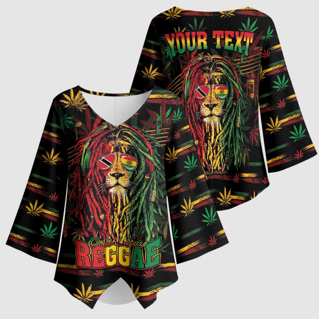 Personalized Trinidad and Tobago One Love Reggae Lion Kimono Sleeve Blouse Caribbean Reggae Spirit