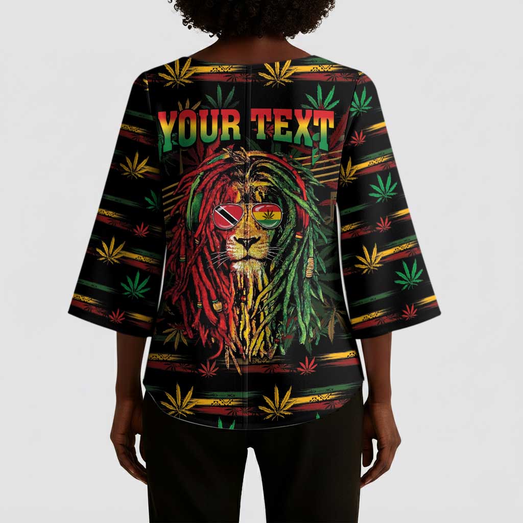 Personalized Trinidad and Tobago One Love Reggae Lion Kimono Sleeve Blouse Caribbean Reggae Spirit
