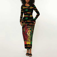Personalized Trinidad and Tobago One Love Reggae Lion Long Sleeve Bodycon Dress Caribbean Reggae Spirit