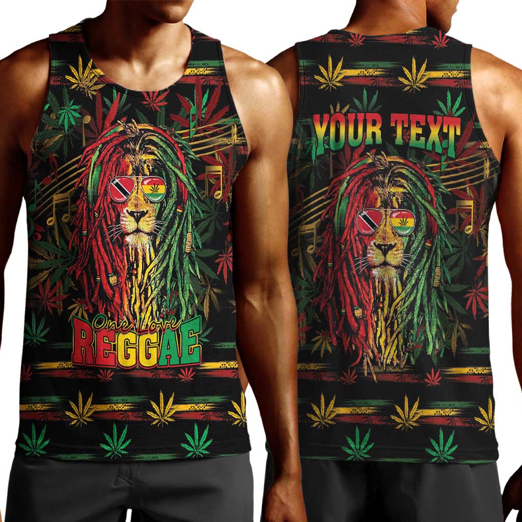 Personalized Trinidad and Tobago One Love Reggae Lion Men Tank Top Caribbean Reggae Spirit