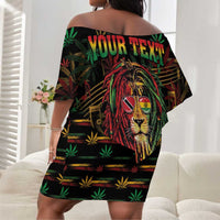 Personalized Trinidad and Tobago One Love Reggae Lion Off Shoulder Short Dress Caribbean Reggae Spirit