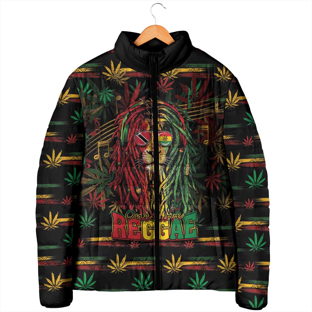 Personalized Trinidad and Tobago One Love Reggae Lion Padded Jacket Caribbean Reggae Spirit