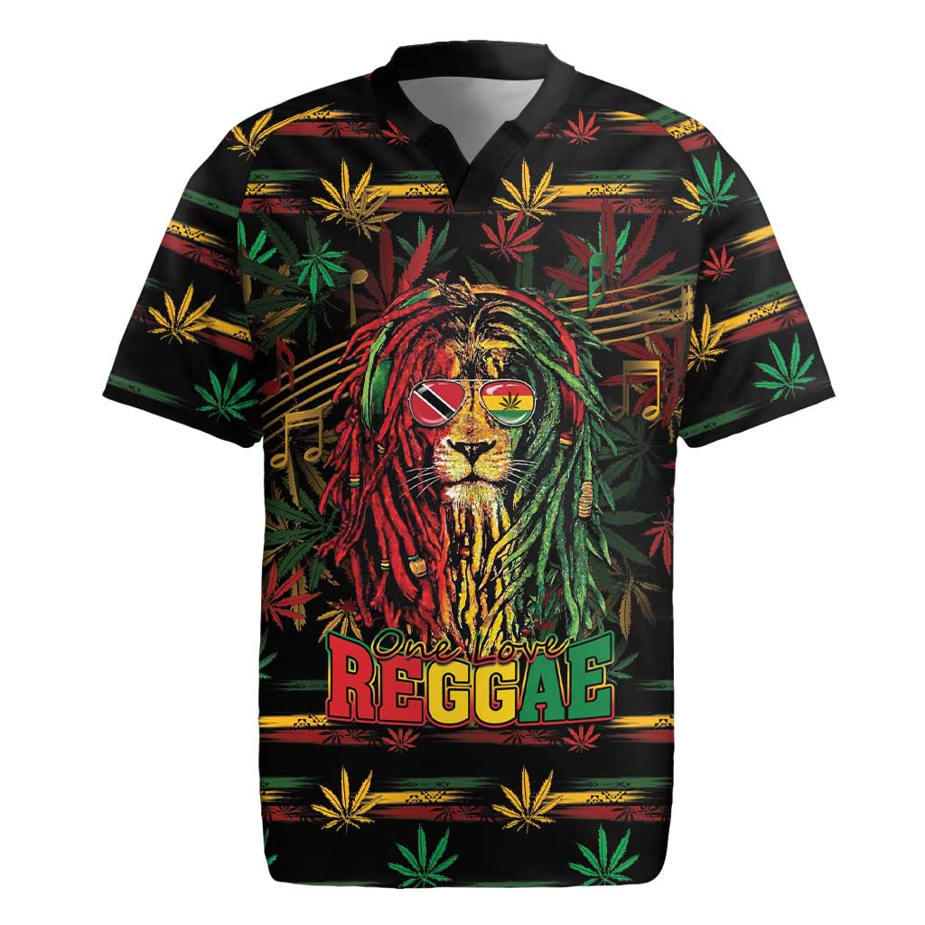 Personalized Trinidad and Tobago One Love Reggae Lion Rugby Jersey Caribbean Reggae Spirit