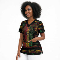 Personalized Trinidad and Tobago One Love Reggae Lion Scrub Top Caribbean Reggae Spirit