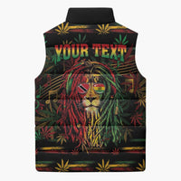 Personalized Trinidad and Tobago One Love Reggae Lion Sleeveless Puffer Jacket Caribbean Reggae Spirit