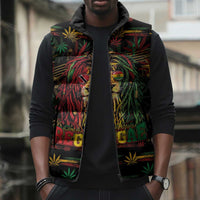 Personalized Trinidad and Tobago One Love Reggae Lion Sleeveless Puffer Jacket Caribbean Reggae Spirit