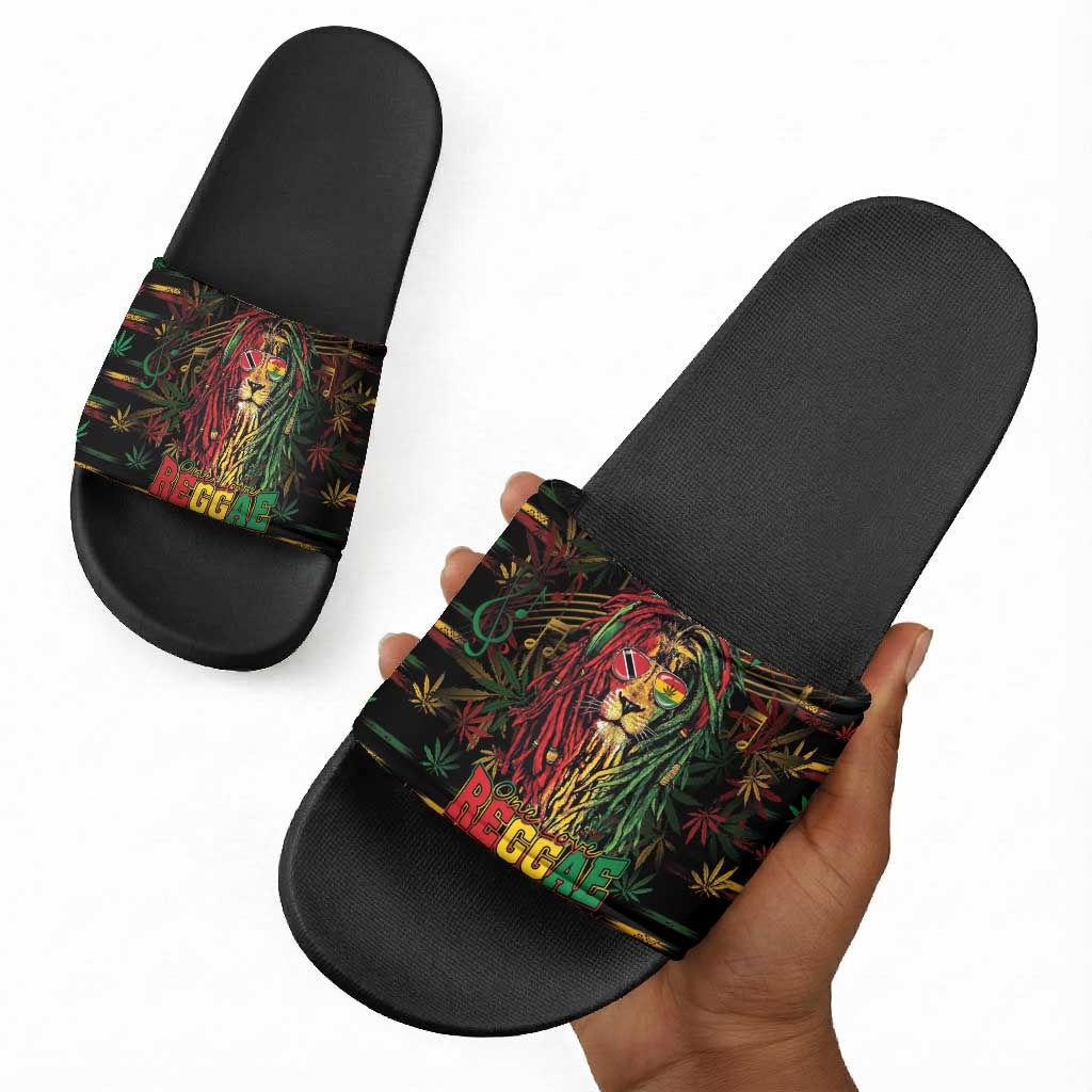 Trinidad and Tobago One Love Reggae Lion Slide Sandals Caribbean Reggae Spirit