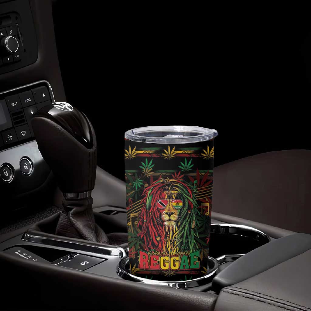 Personalized Trinidad and Tobago One Love Reggae Lion Tumbler Cup Caribbean Reggae Spirit