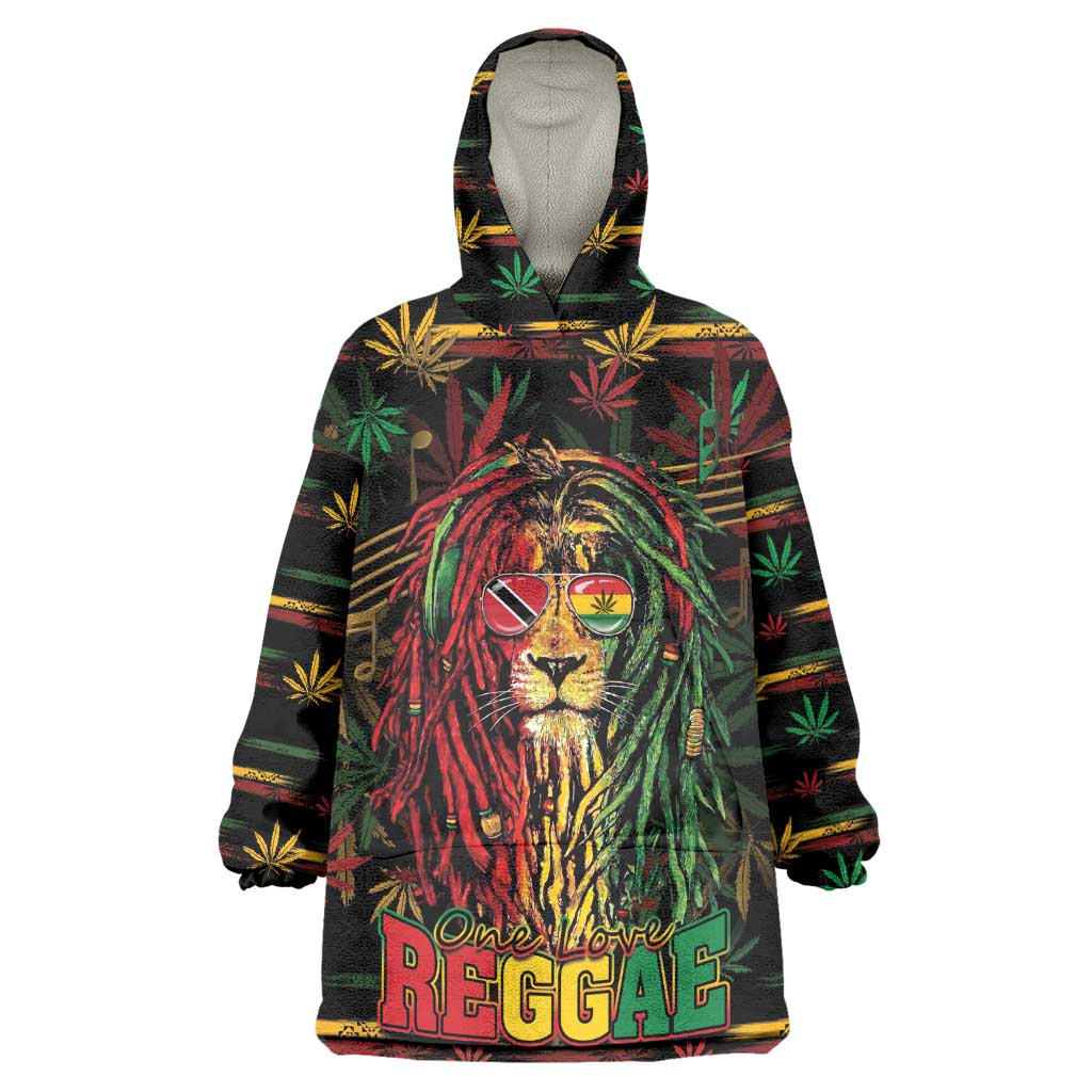 Personalized Trinidad and Tobago One Love Reggae Lion Wearable Blanket Hoodie Caribbean Reggae Spirit