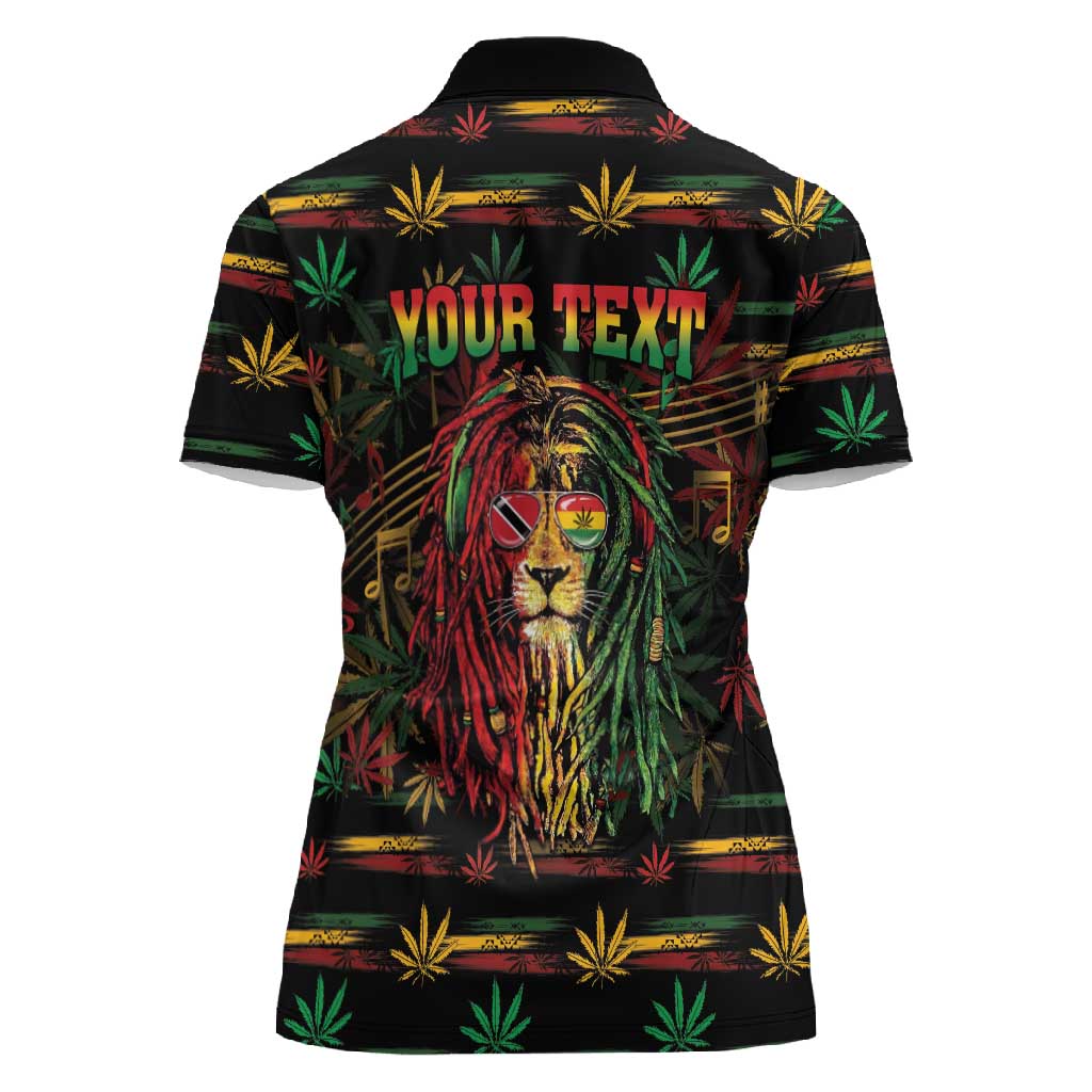 Personalized Trinidad and Tobago One Love Reggae Lion Women Polo Shirt Caribbean Reggae Spirit