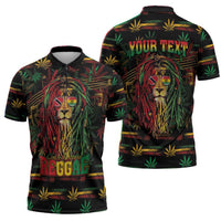 Personalized Trinidad and Tobago One Love Reggae Lion Zipper Polo Shirt Caribbean Reggae Spirit