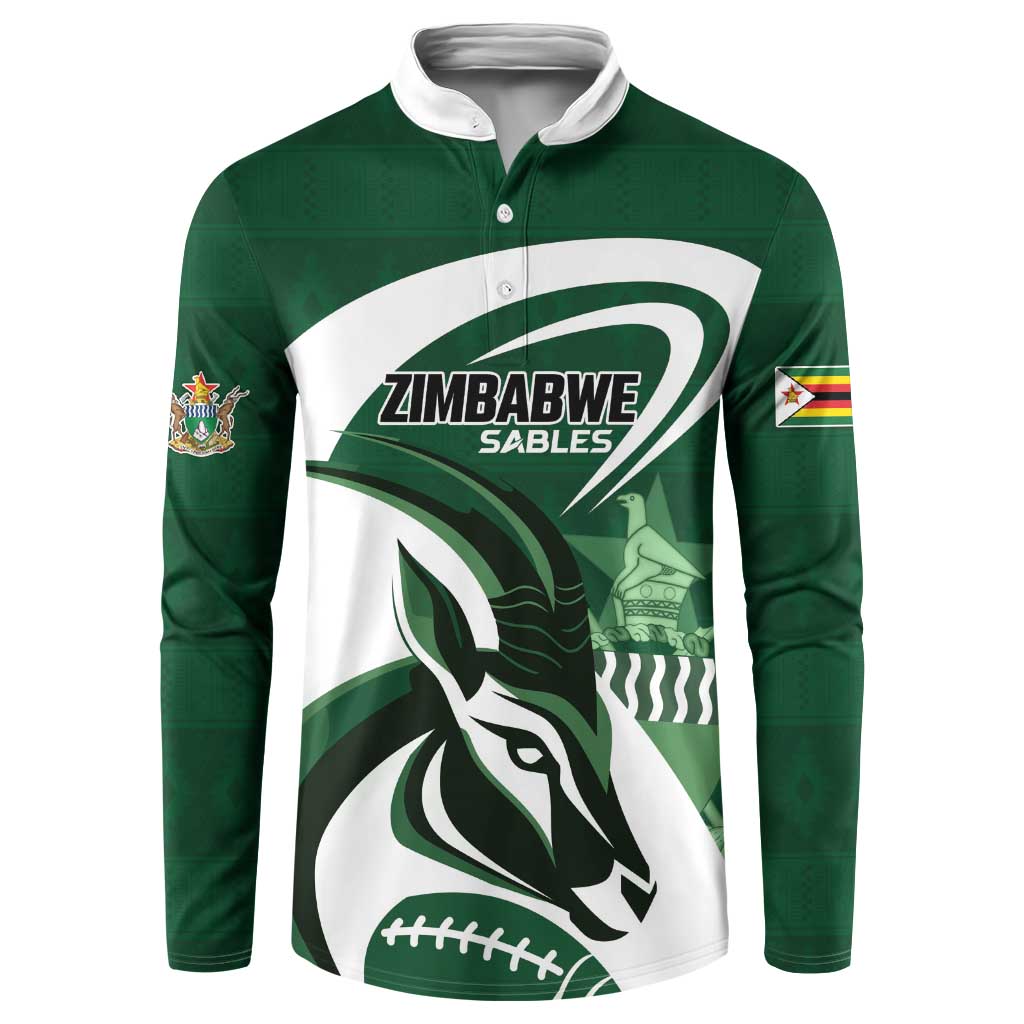 Custom Rugby Zimbabwe Button Sweatshirt Sables Is The Champion - Wonder Print Shop