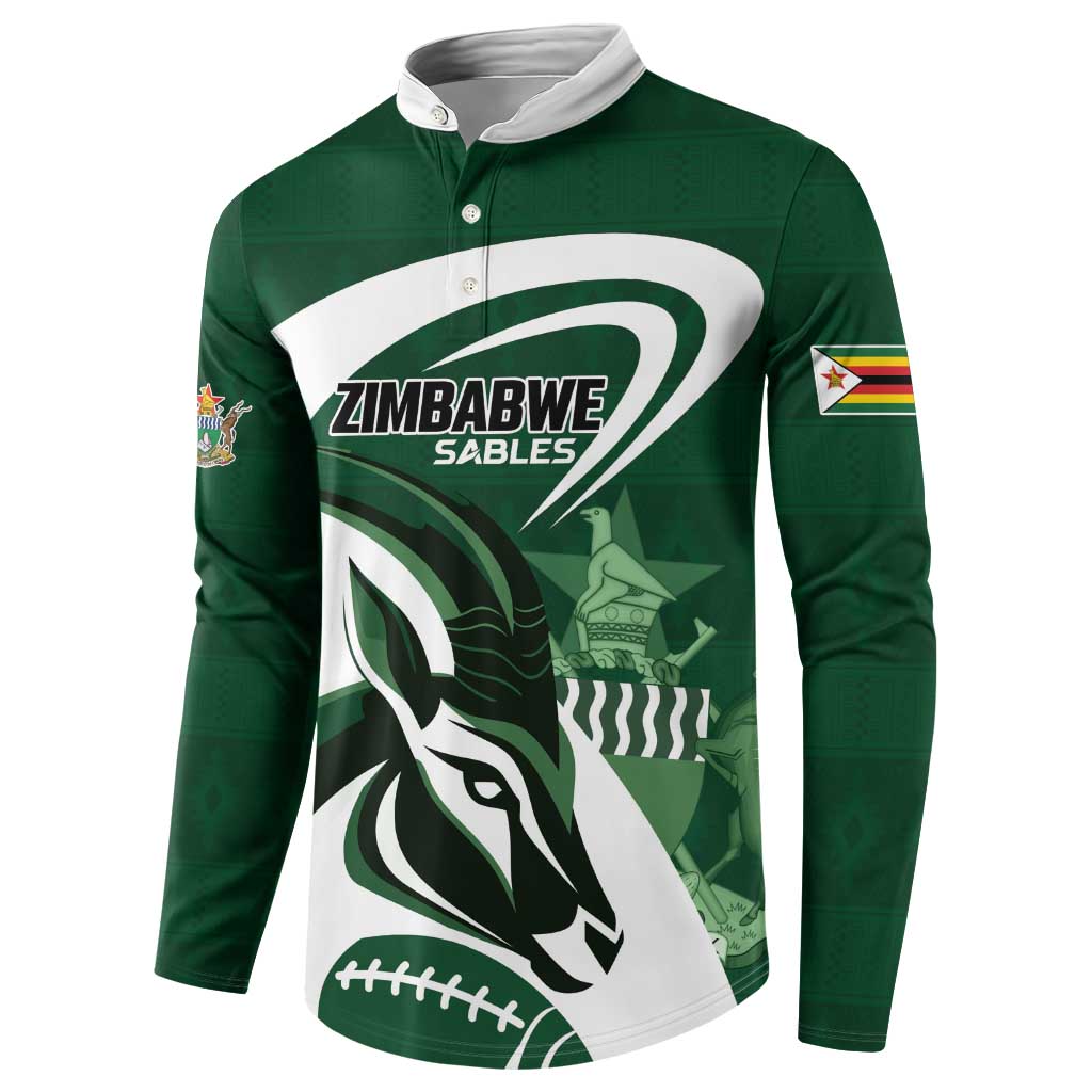 Custom Rugby Zimbabwe Button Sweatshirt Sables Is The Champion - Wonder Print Shop